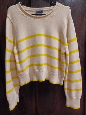 GAP Yellow/Cream Striped Rollneck Sweater